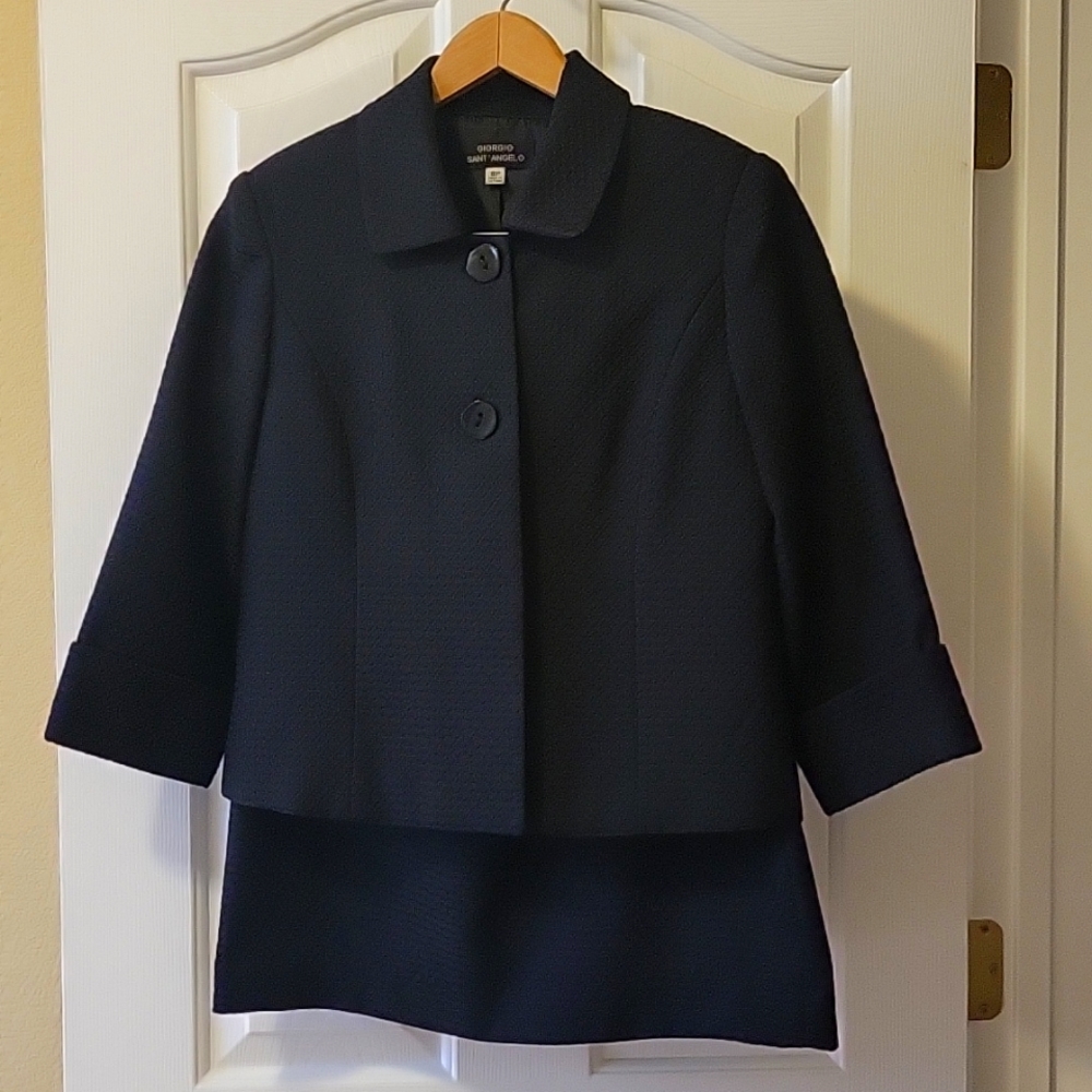 EUC Giorgio Saint Angelo Women's size 8P two piece black skirt and jacket suit